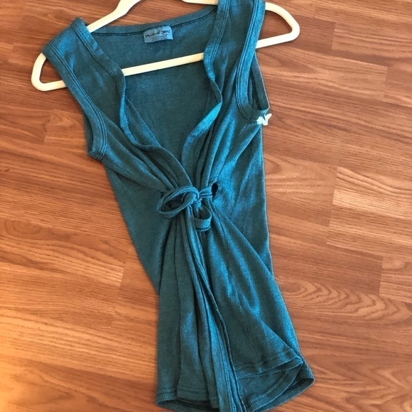 Michael Stars Wrap Green Tie Tunic - Picture 5 of 16